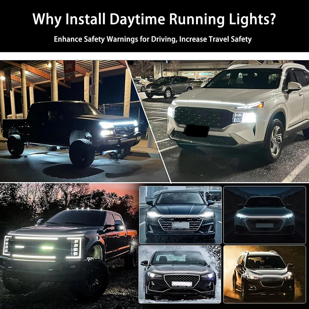 Hood Strip Dynamic Scan Startup Drl 12V Flexible Cuttable
