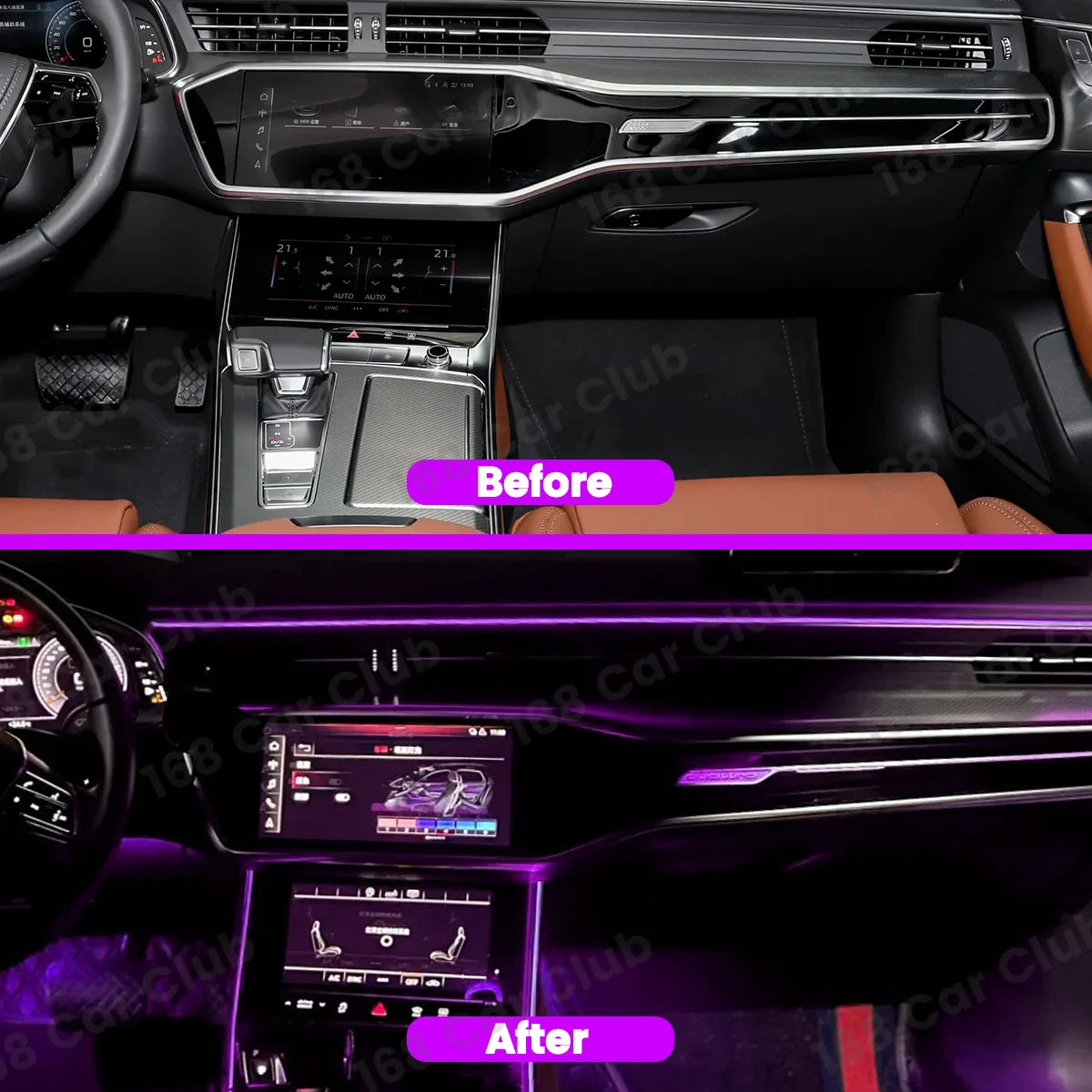 For Audi A6 A7 C8 2019-2024 Color Ambient Indoor Center Console