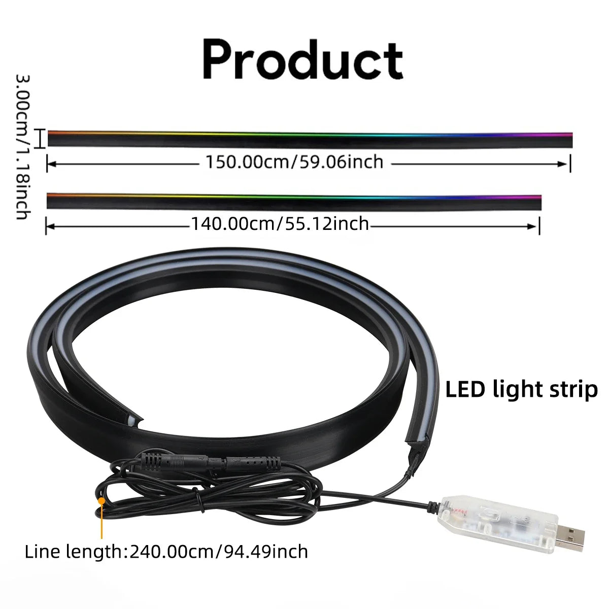 For Tesla BMW Audi Volvo Glc Front Windshield Interior 150CM RGB