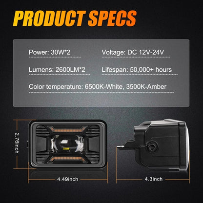 For Ford F150 2015-2020 Daytime Running 1pair 4.5 Inch Front Fog