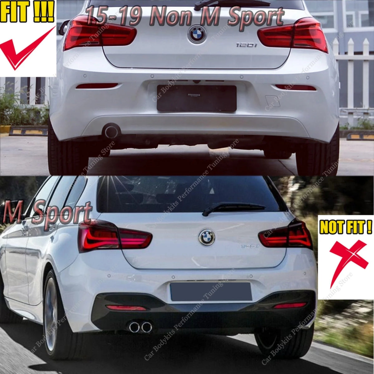 For BMW F20 116D 116I 118D Gloss Black Rear Diffuser Splitter