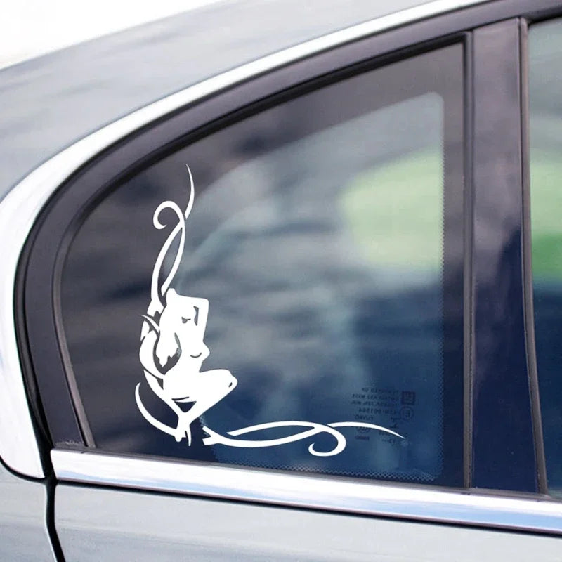 Personality Sticker Girl In Corner Glass Reflective Funny Decal