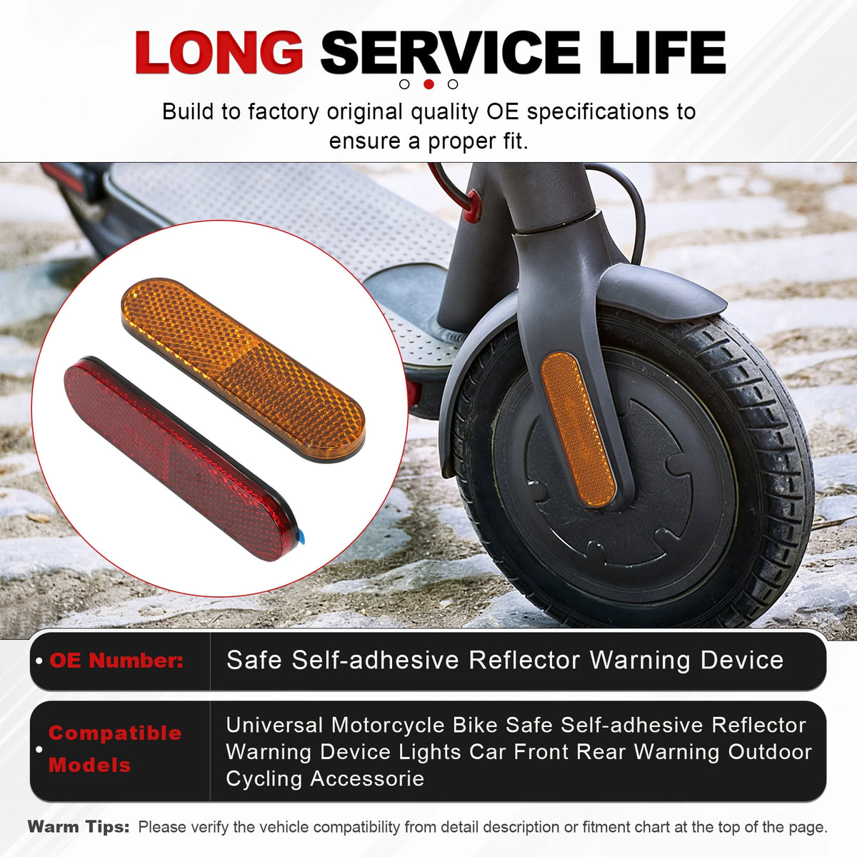 Motorcycle Bike Safe self-adhesive Reflector Warning Device