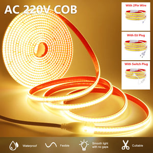220V Cob Strip Waterproof 0.5m 5M 10M 20M 40M