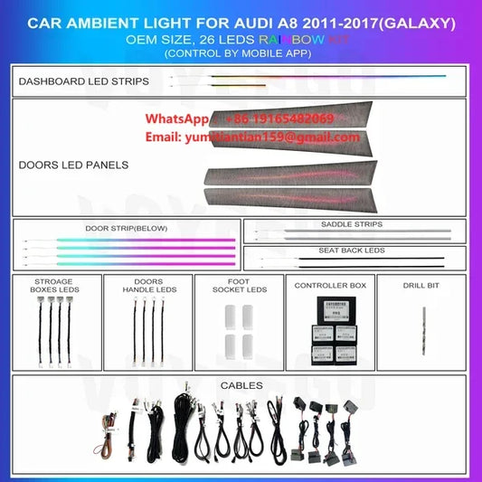 For Audi 2011-2017 Factory Ambient Lighting Upgrade Interior A8