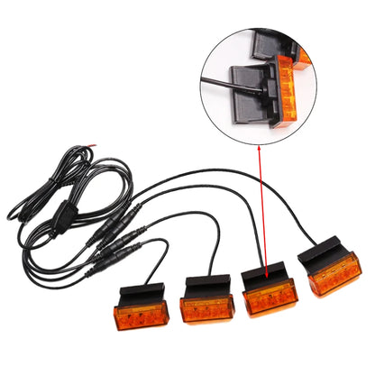 4PCS 12V Yellow Cover Always On One Four Grille