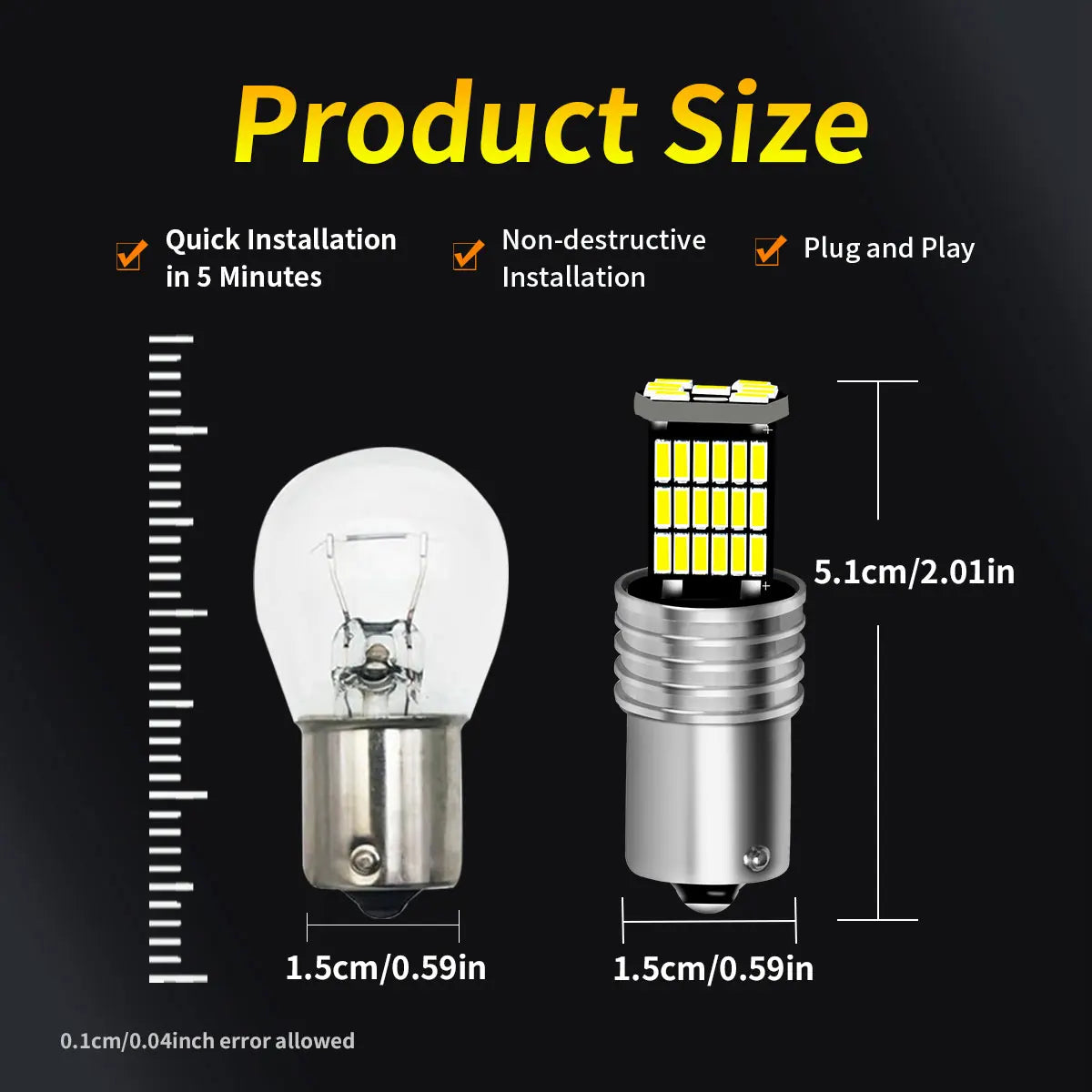 Super Bright 2PCS 1156 ba15s P21W Reverse bulbs4014 Rear