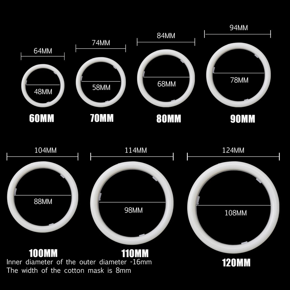 2PCS Halo Ring Angel Eyes Colors 100 110 120MM