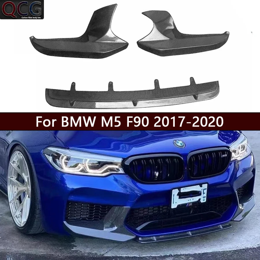 For BMW M5 F90 Carbon Fiber Front Lip Bumper Separator Diffuser