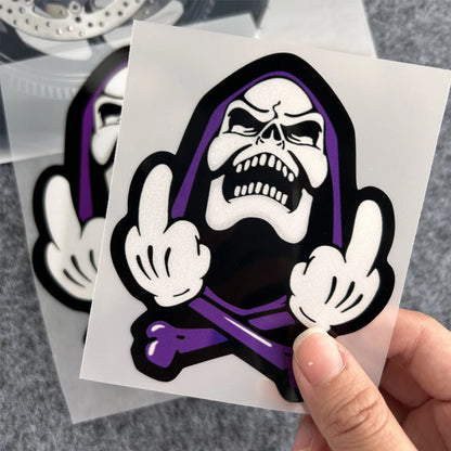 Cartoon Skeleton Gesture Reflective Stickers Motorcycle Electric