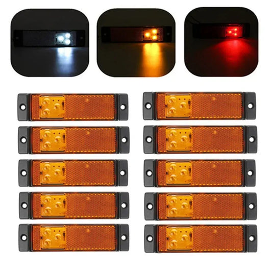 10PCS 12V 24V Side Marker Clearance Turn Signal Reflector