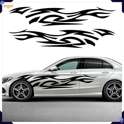 2PCS Fashion Stickers Flames Flaming Body Sticker Stripe Door