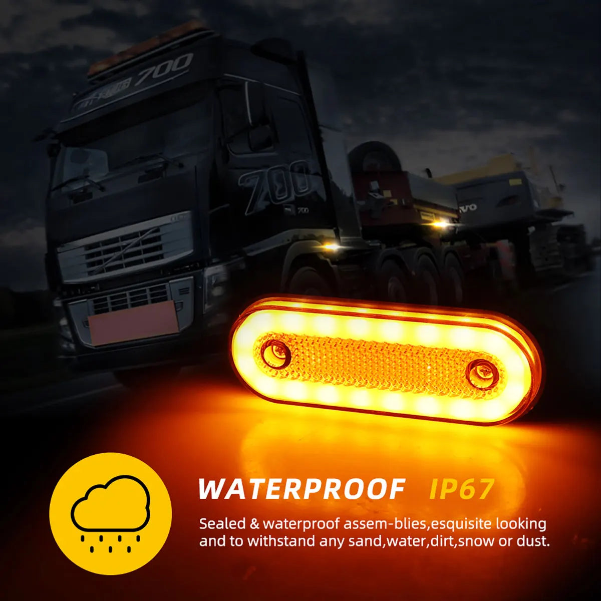 10PCS 12V 24V Truck Side Marker Trailer Van Bus