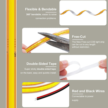 8MM Cut Cob Strip 400leds M 12V 24V Density