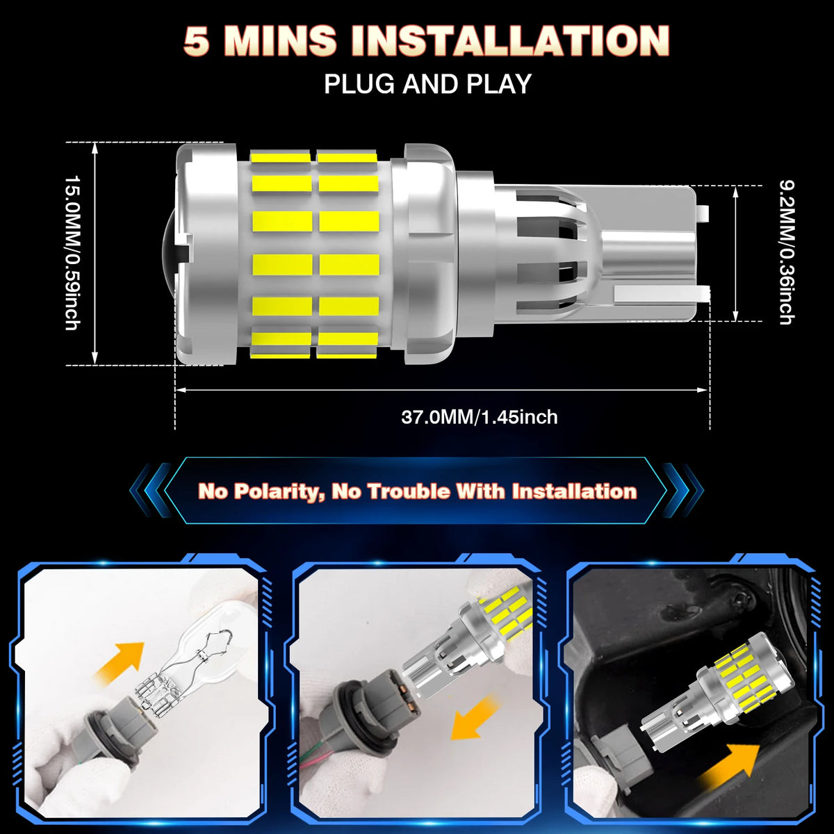 For Skoda Superb 2 Karoq 2017 Katur 2PCS T15 W16W T16 4000LM