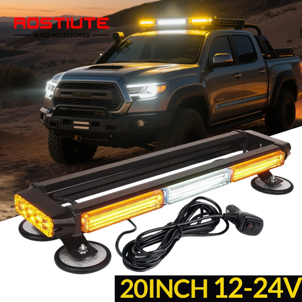20inch Magnetic Emergency Strobe Bar 12-24v Cob Side Roof