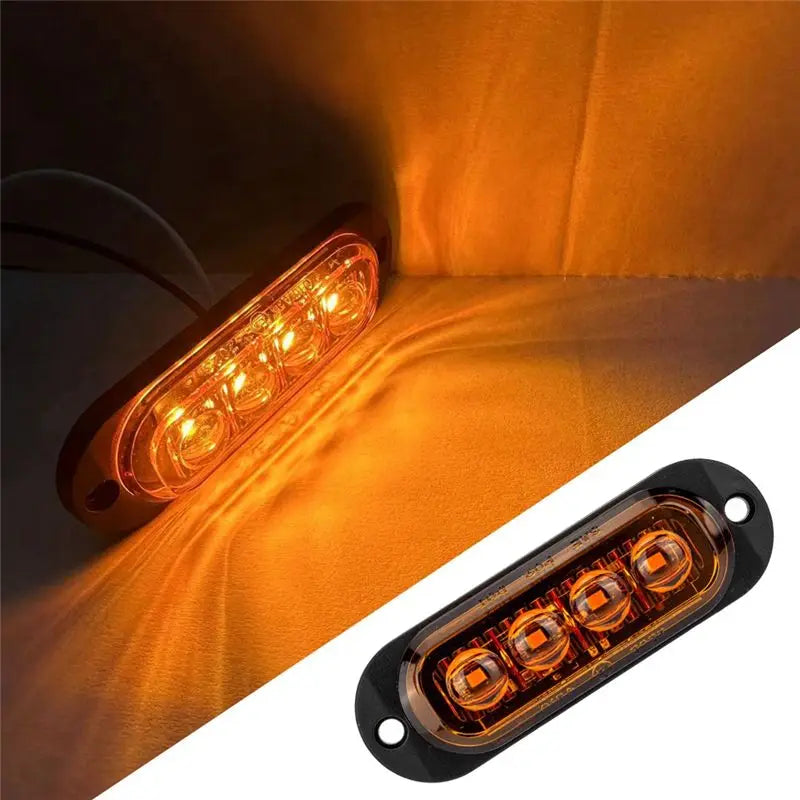 For Trailers 10PCS 12v-24v 4LED Side Marker Turn Signal