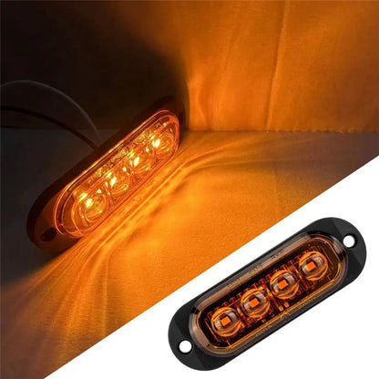 For Trailers 10PCS 12v-24v 4LED Side Marker Turn Signal