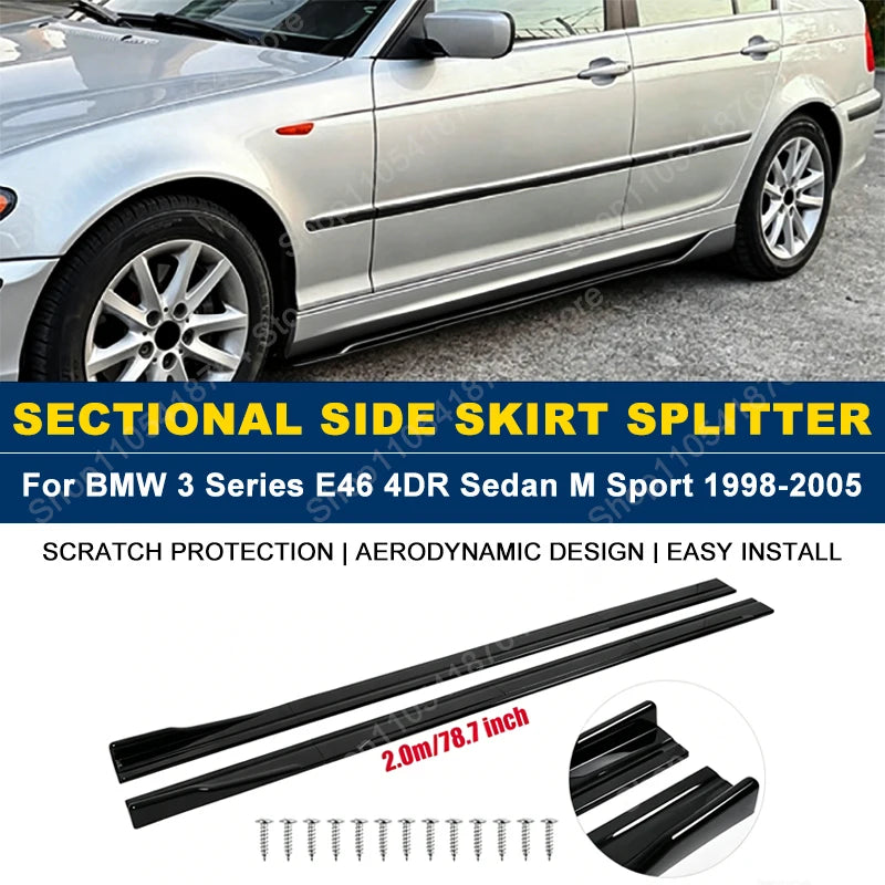 For BMW 3 Series E46 4DR 2M 78.7 Side Skirts Extension Rocker