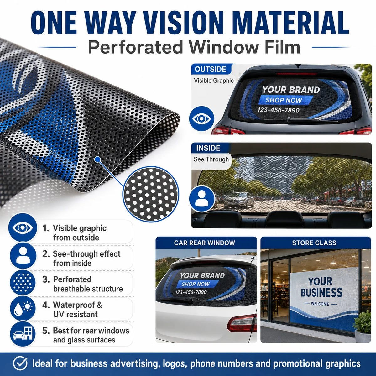 For Glass Door Advertising Custom One Way Vision Window Decal