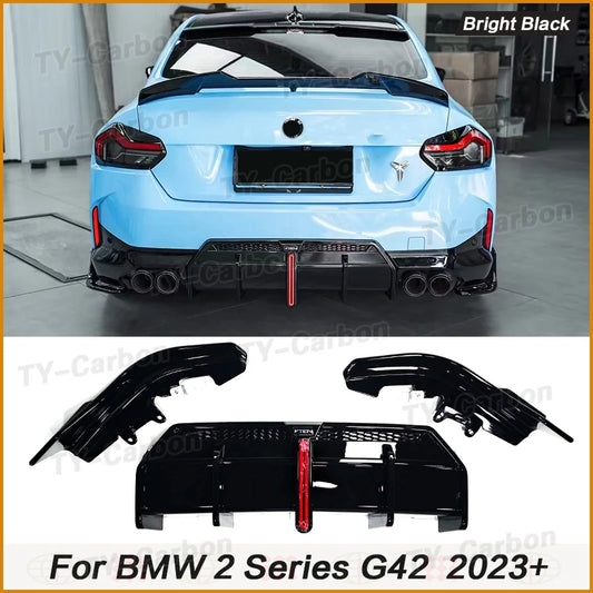For BMW 2 Series G42 M240I Bright Black Rear Bumper Diffuser Lip