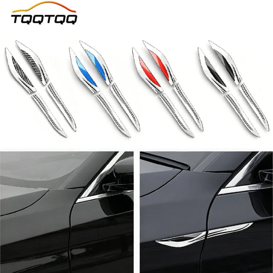 2PCS 3D Metal Side Doors Blade Stickers Fender Wing