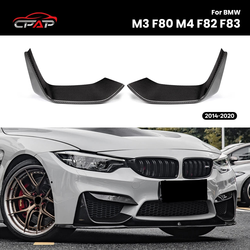 For BMW M3 F80 M4 F82 Real Dry Carbon Fiber Front Splitter Cover