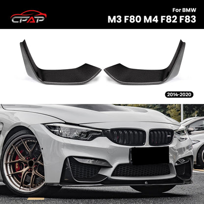 For BMW M3 F80 M4 F82 Real Dry Carbon Fiber Front Splitter Cover