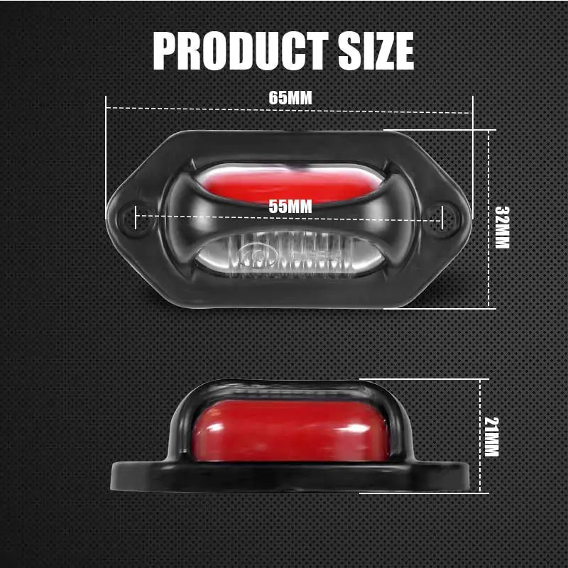 10PCS 12V 24V License Plate White Red Side Marker