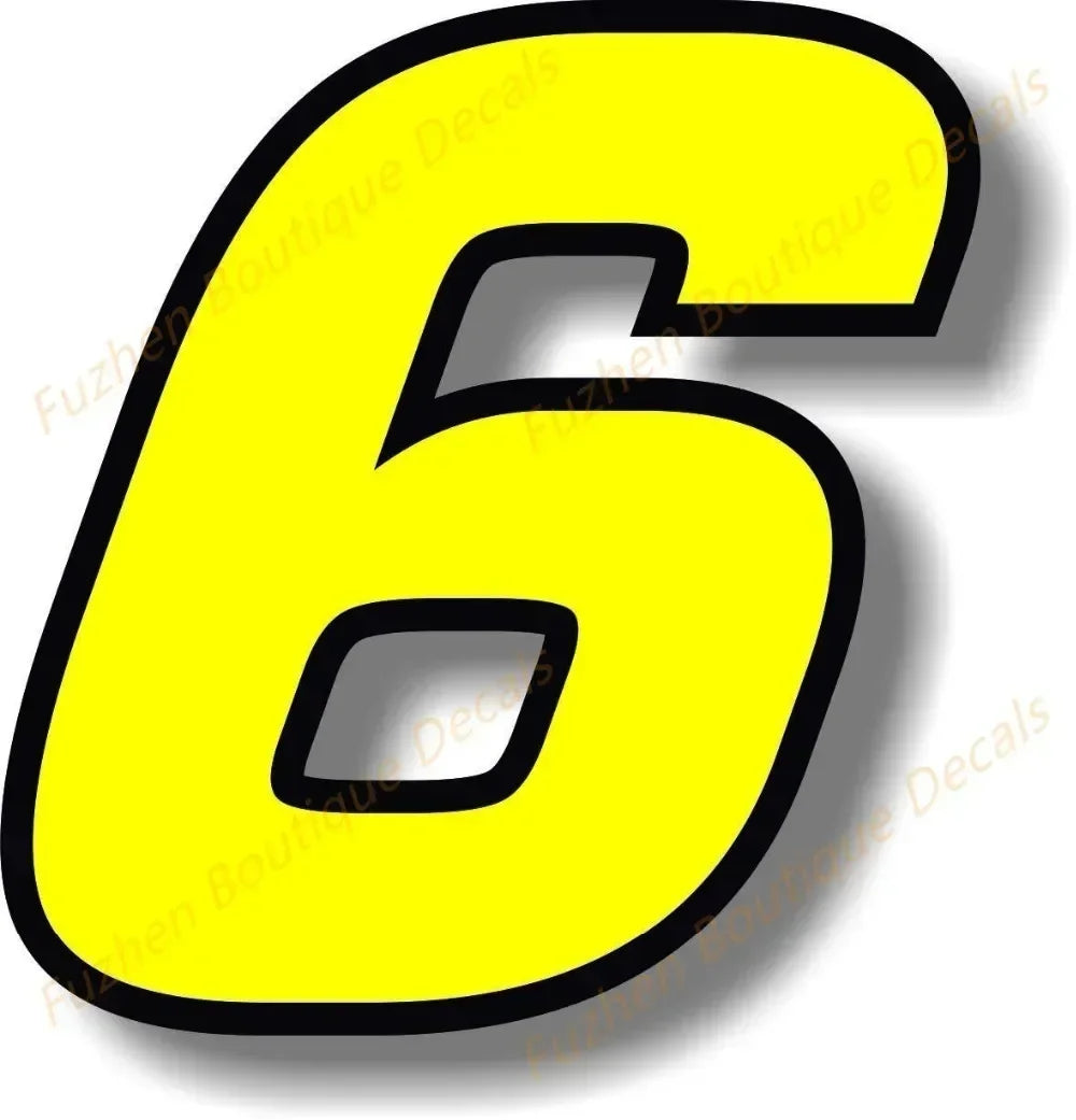Sticker Boutique Decals Exterior Yellow Race Numbers Black Border