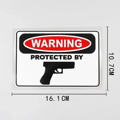 Protected By Hand Gun Decal Warning Pvc Waterproof Sticker