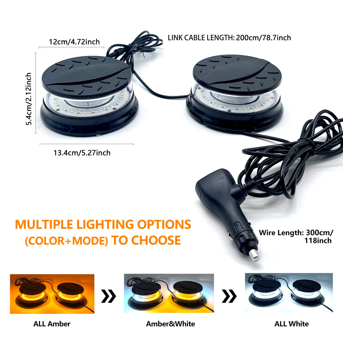 2IN1 Strobe Roof Warning Waterproof color-changing Emergency