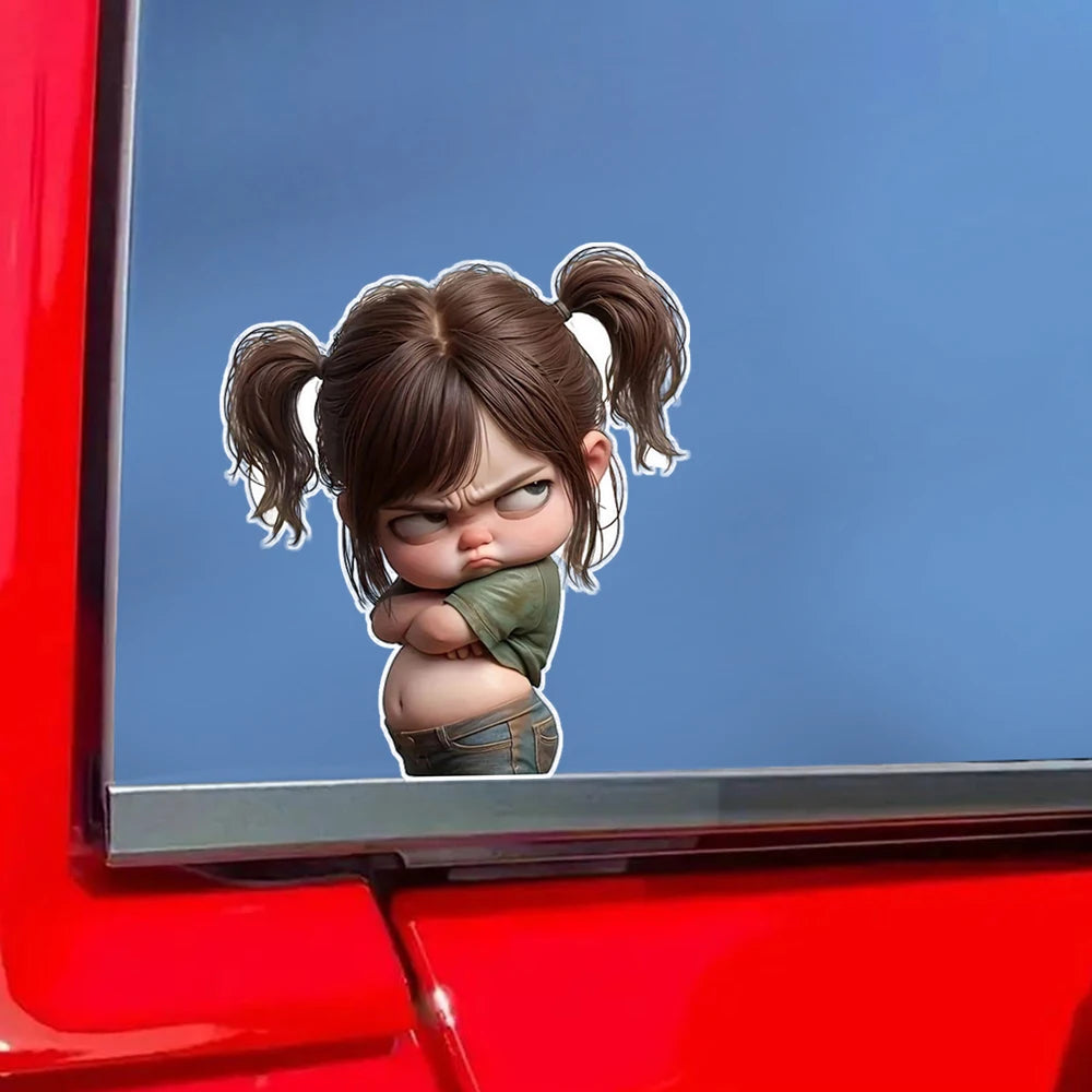 For Laptop 11.5x13cm Angry Girl Cartoon Vinyl Decal