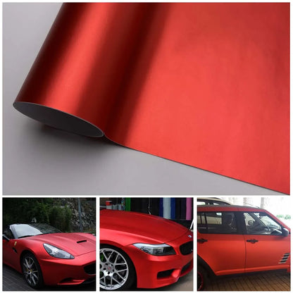 Tuning Red Matte Chrome Metallic Vinyl Wrap Air Release