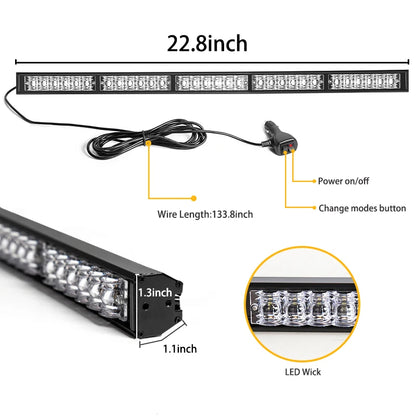 30LED Window Strobe Flashing Warning Bar Traffic Advisor Front