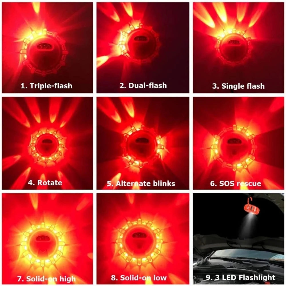 USB Rechargeable Road Flares Emergency Roadside Warning Safety