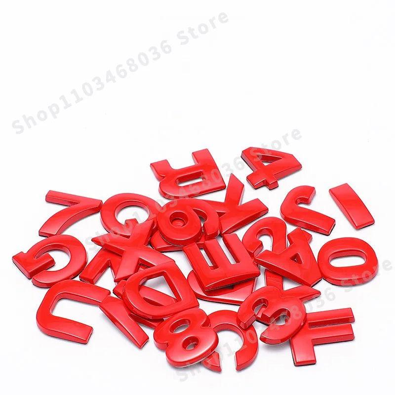 Red Metal Letters Numbers Alphabet Logo Emblem Badge Sticker