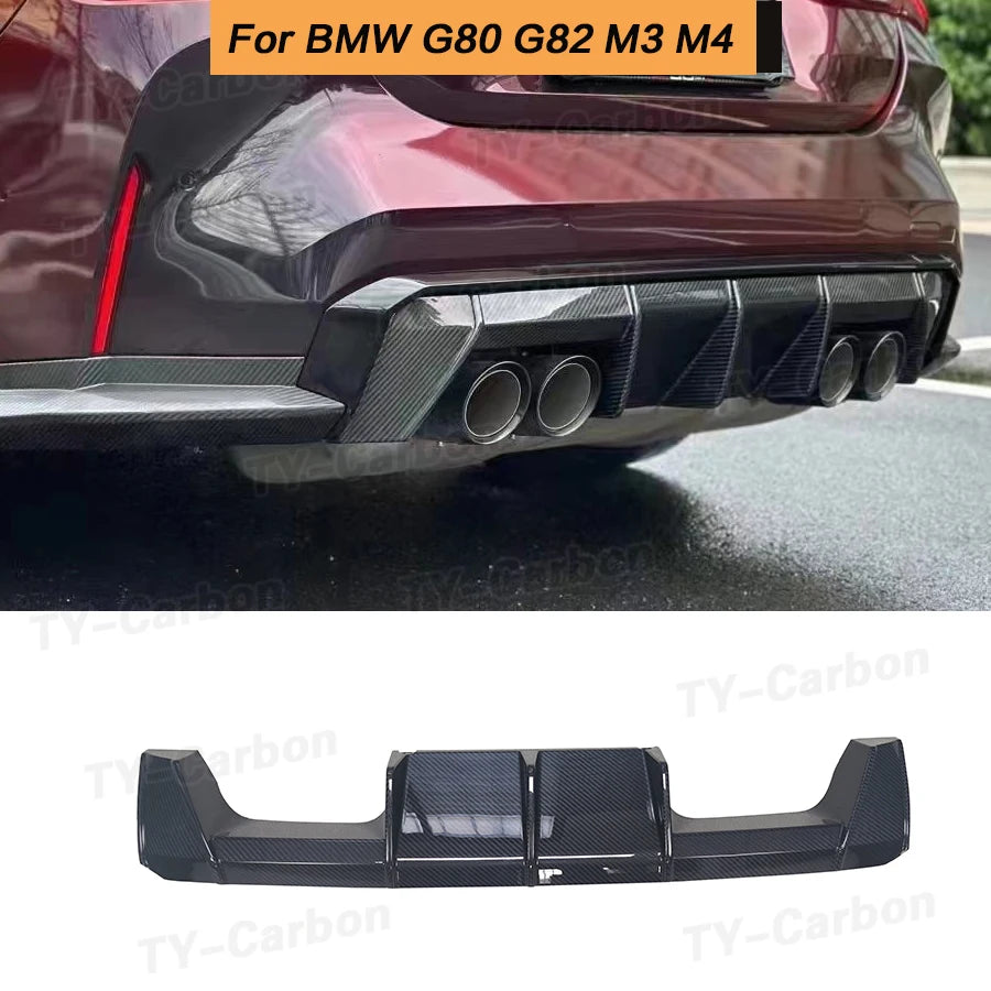 For BMW M3 M4 G80 G82 Real Carbon Fiber Rear Bumper Lip Splitter