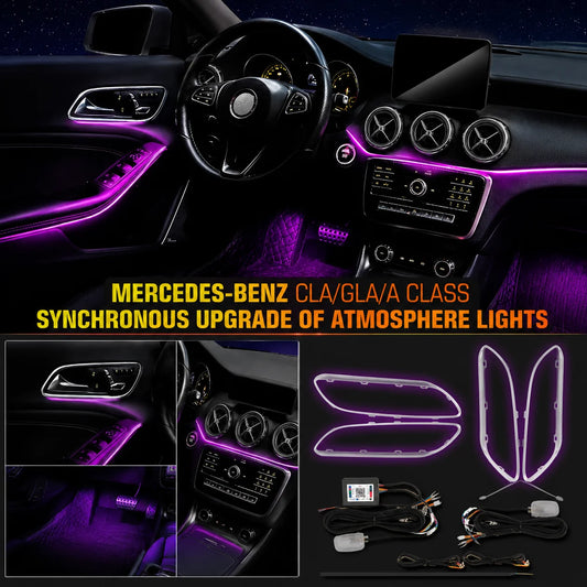 For Mercedes Benz A-Class W176 CLA C117 GLA X156 12/64Color LED Ambient Light Strip Center Console Door Interior Atmosph