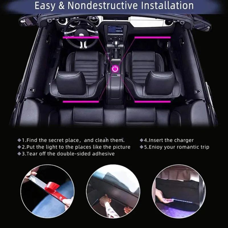 Neon Interior Ambient Foot Strip USB Wireless Remote Control