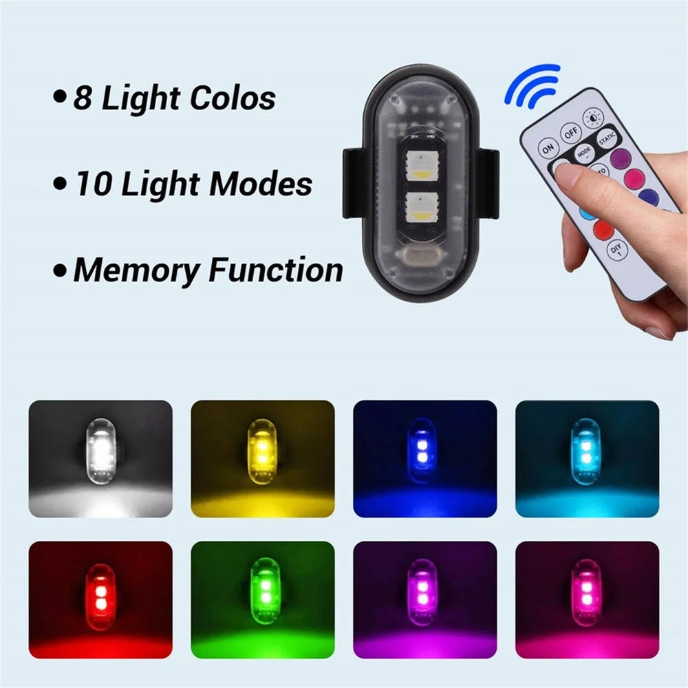 For Motorcycle 4PCS Atmospher Wireless Strobe Colors Warning