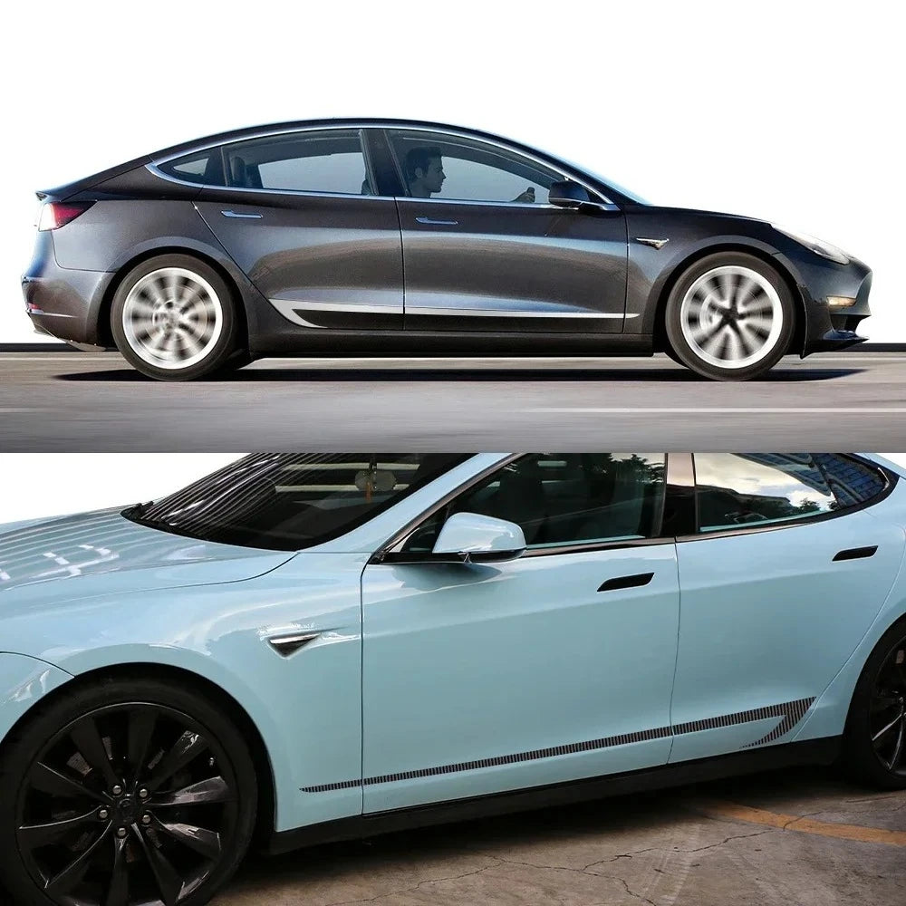 For Tesla Model 3 Waterproof Vinyl Door Side Stickers Kit Film