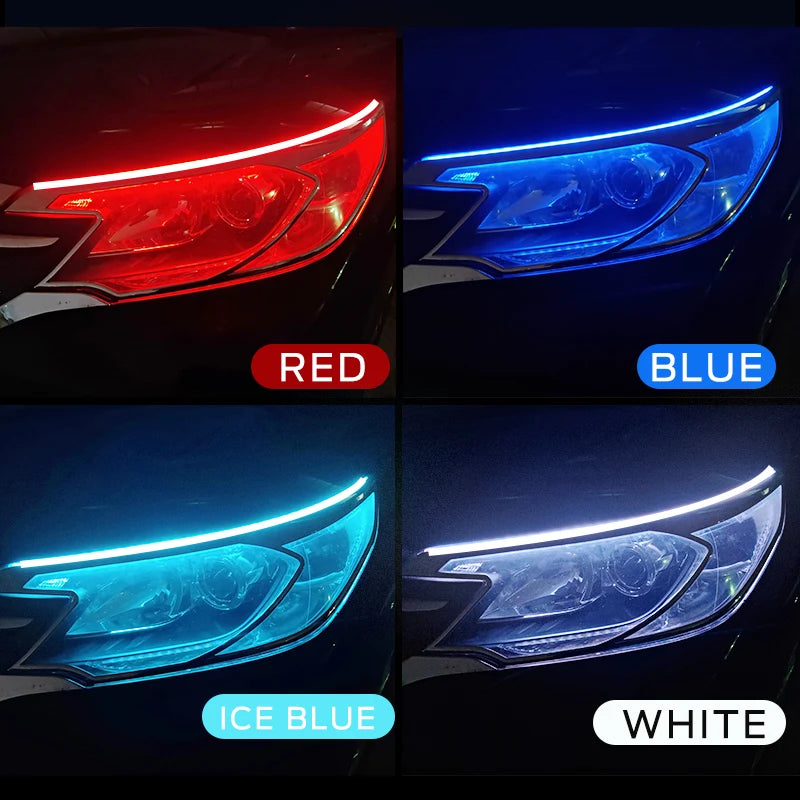 2PCS Drl Daytime Running Flexible Waterproof Strip Headlights