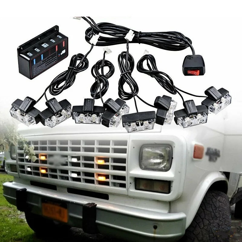 12-24v Front Grille Strobe White Yellow Signal Daytime Running