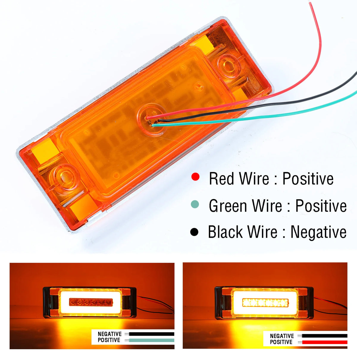 Yellow Square Side Marker Clearance Halo Ring 12V 24V