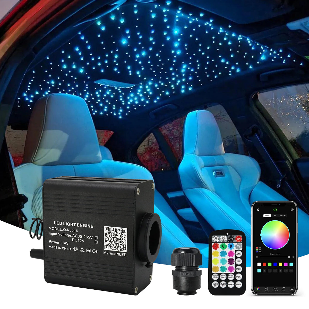16W Rgbw Twinkle Starry Sky Star Roof Fiber Optic