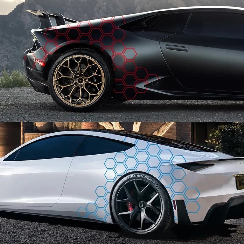 Honeycomb Pattern Waist Line Decal Modification Body Lace Sticker