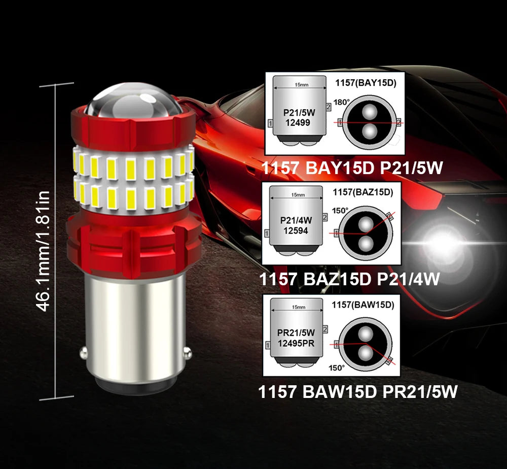Bmtxms 2PCS 1157 bay15d P21 5W Brake Stop Red