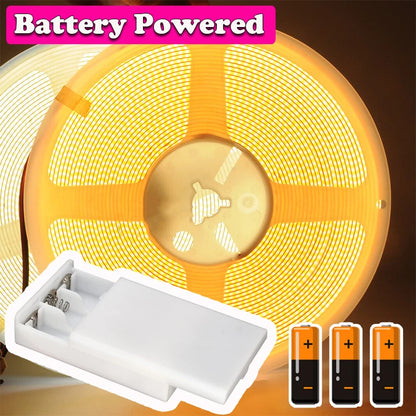 5V Cob Strip 3AA Battery Powered Flexible Ribbon Diode