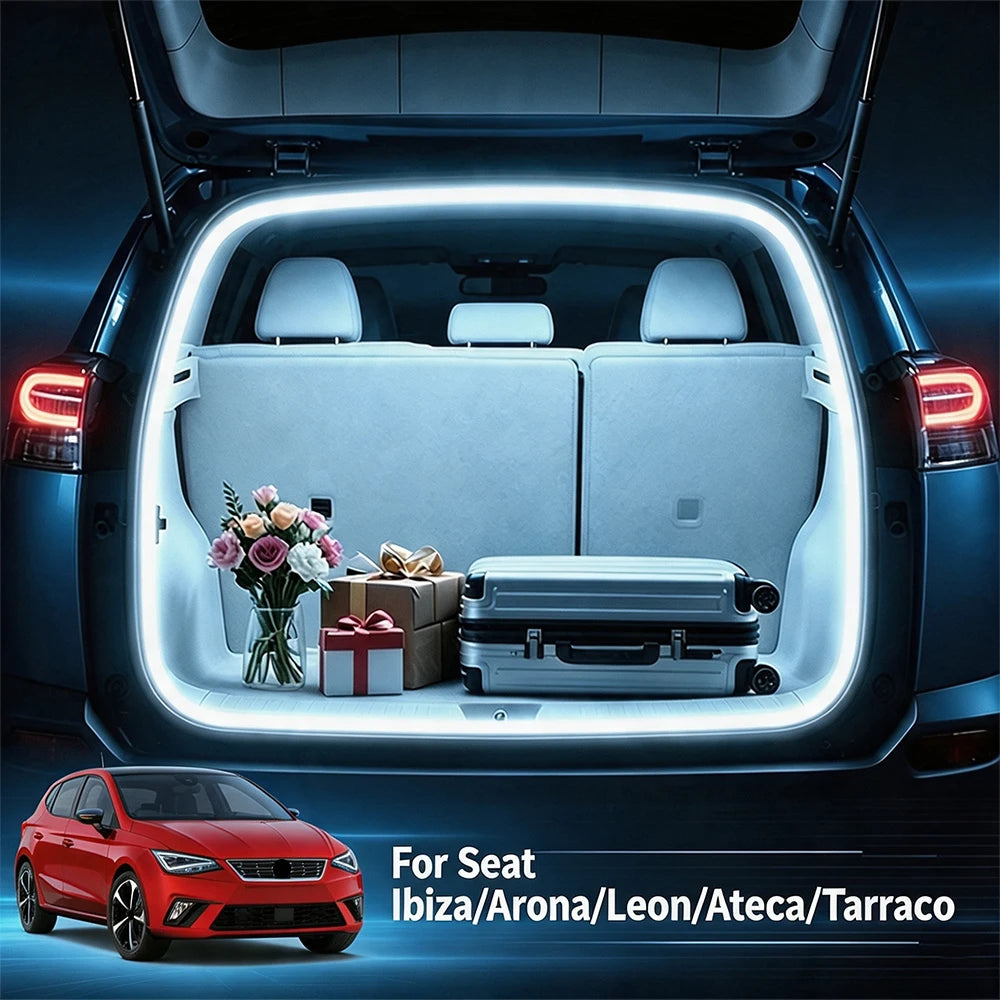 For Seat Ibiza Arona Leon Ateca Tarraco Car LED Trunk Light Strip Dynamic Light Automatic Trunk Atmosphere Interior Acce